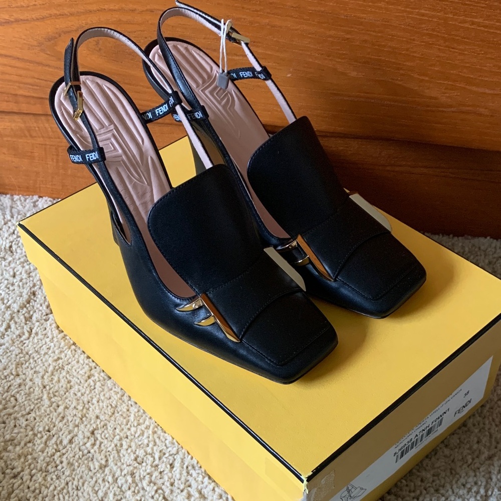 Fendi Black Slingback Heels